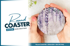 Wisteria flowers on textured background round coaster png Product Image 1