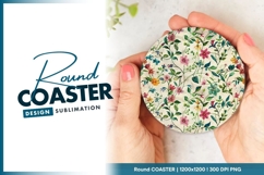 Floral Vines And Blooms Round Coaster Design Product Image 1
