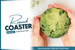 Green Foliage Round Coaster Background Design Product Image 1