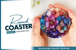 Colorful Floral Abstract Round Coaster Product Image 1