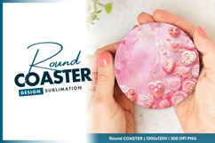 Pink With Heart Shaped Sweets Round Coaster Product Image 1