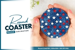 Patriotic Stars On Blue Round Coaster Product Image 1