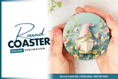 Easter Gnome With Eggs Round Coaster Product Image 1