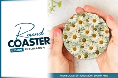 Daisy Flowers Circle Pattern For Round Coaster Product Image 1