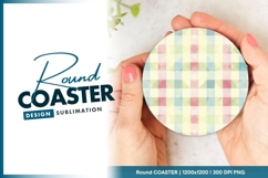 Pastel Plaid Design Round Coaster Product Image 1