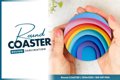 Rainbow colored paper layers round coaster png Product Image 1