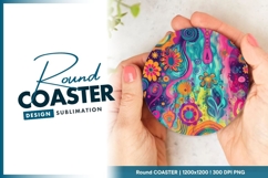 Colorful Floral Round Coaster Artistic Design Product Image 1