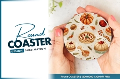 Watercolor Thanksgiving Round Coaster Product Image 1