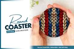 Knitted Texture in Red White and Round Coaster Png Product Image 1