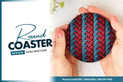 Braided Red and Blue Knit Texture Round Coaster Png Product Image 1