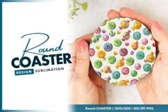 Colorful Candy Pattern on Round Coaster Png Product Image 1