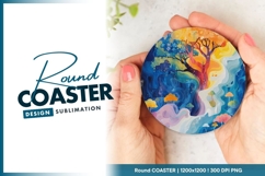 Colorful Abstract Landscape Illustration Round Coaster Png Product Image 1