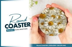 Daisy Flowers in a Circle White Petals Round Coaster Png Product Image 1