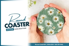 Daisy Flower Pattern on a Round Coaster Png Product Image 1