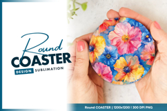 Watercolor floral pattern for round coaster png Product Image 1
