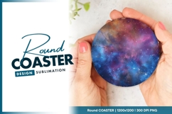 Colorful Nebula Galaxy Design on Round Coaster Png Product Image 1