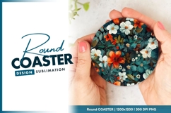 Floral Round Coaster Png Product Image 1