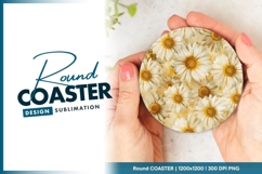 Daisy Flowers Arrangement on Round Coaster Png Product Image 1
