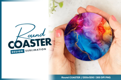 Colorful abstract ink design round coaster png Product Image 1