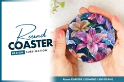 Colorful Lily Floral Arrangement in a Round Coaster Product Image 1