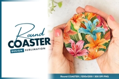 Colorful Lily Flower Arrangement in a Round Coaster Product Image 1