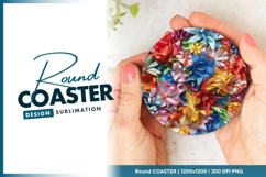Colorful Paper Flowers in a Circle Round Coaster Product Image 1