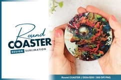 Colorful Abstract Creature Illustration on Round Coaster Png Product Image 1