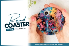 Psychedelic Abstract Illustration of Colorful Round Coaster Product Image 1