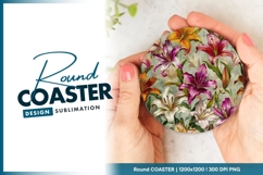 Floral Lily Arrangement in a Round Coaster Product Image 1