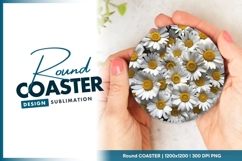 Daisy Flowers in a Circle White Petals Round Coaster Product Image 1
