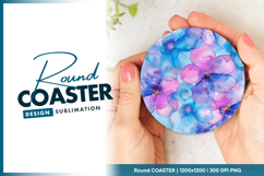 Watercolor floral pattern design for round coaster png Product Image 1