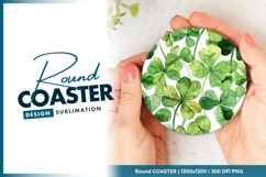 Watercolor Shamrock Illustration on Round Coaster Png Product Image 1