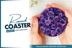 Purple Rose Floral Arrangement in a Round Coaster Png Product Image 1