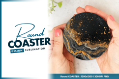 Abstract black gold liquid round coaster png Product Image 1