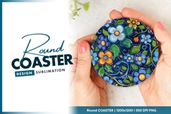 Colorful Floral Pattern in a Shape Round Coaster Product Image 1