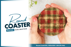 Vintage plaid christmas round coaster png background Product Image 1