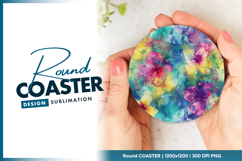 Vivid watercolor floral seamless pattern round coaster png Product Image 1