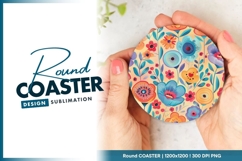 Colorful Floral Pattern Round Coaster Png Product Image 1