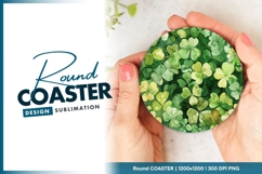 Watercolor Shamrock Pattern in a Round Coaster Png Product Image 1
