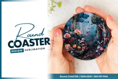 Whimsical Forest Scene with Colorful Round Coaster Png Product Image 1