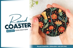 Floral Pattern Round Coaster Png Product Image 1