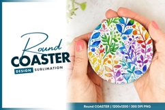 Watercolor Floral Arrangement in a Round Coaster Png Product Image 1