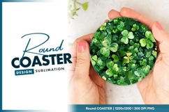 Watercolor Shamrock Pattern on Round Coaster Png Product Image 1