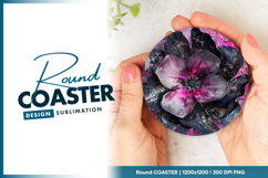 Pink and black floral round coaster png Product Image 1