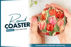 Tulip Floral Pattern in a Round Shape with Round Coaster Product Image 1