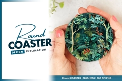 Lush Jungle Foliage Illustration in a Round Coaster Product Image 1