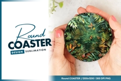 Tropical Jungle Scene with Butterflies in a Round Coaster Product Image 1