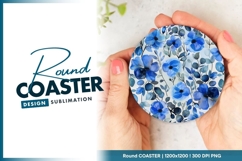 Festive Christmas Tree Pattern on Round Coaster Png Product Image 1