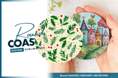 Colorful Abstract Wavy Stripes in a Round Coaster Png Product Image 1