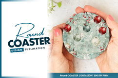 Christmas ornaments and berries decorative round coaster Product Image 1